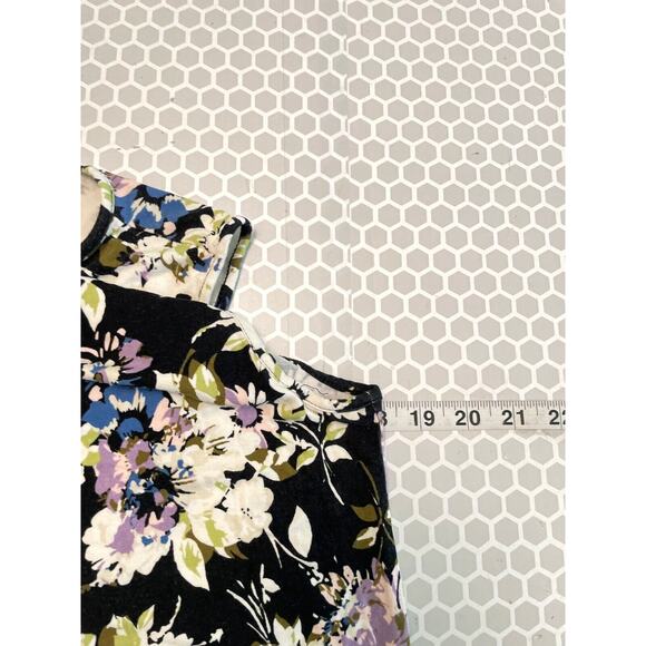 J. Jill Womens Tunic Small Black White Floral Sleeveless Wearever Collection - Picture 5 of 7